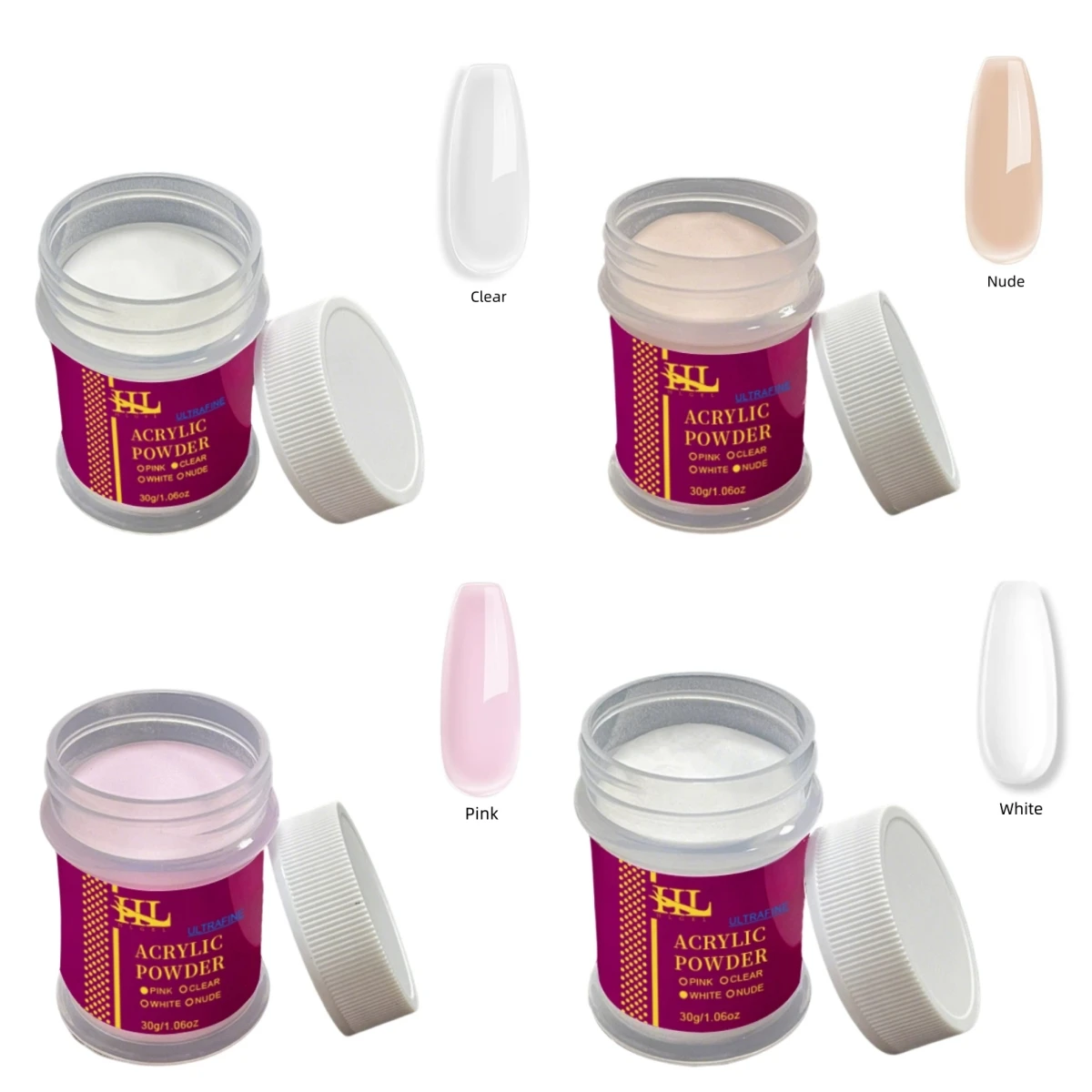 Transparent Pinkish White Nude Acrylic Powder - 30g Professi