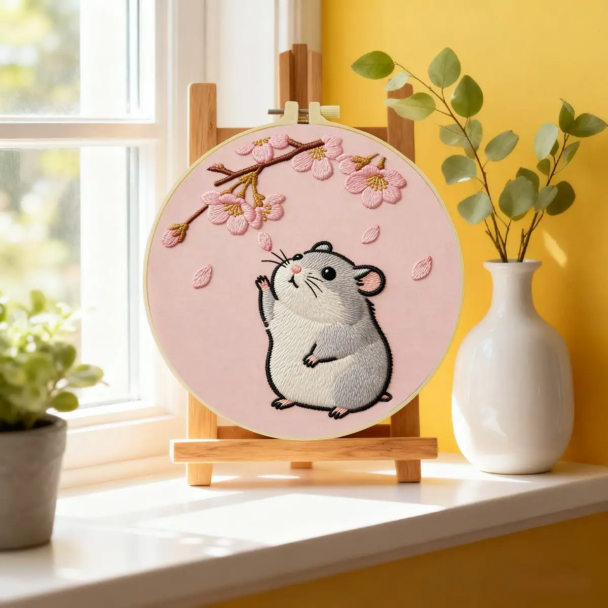 1 Stück 20X20CM/15X15CM 7,87/6,3 Zoll Tier - Hamster Stickerei Starter-Set DIY-Set DIY-Stickerei-Set Handarbeiten Nadelkunst – Detail 1