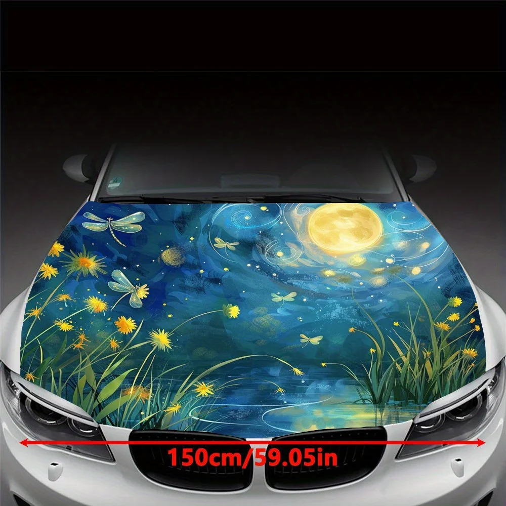Moonlight Flower Shadows: Dragonflies Dancing Silent Night Melody Car Vinyl Wraps, Vinyl Car Hood Graphics, Bring Astonishing Ef