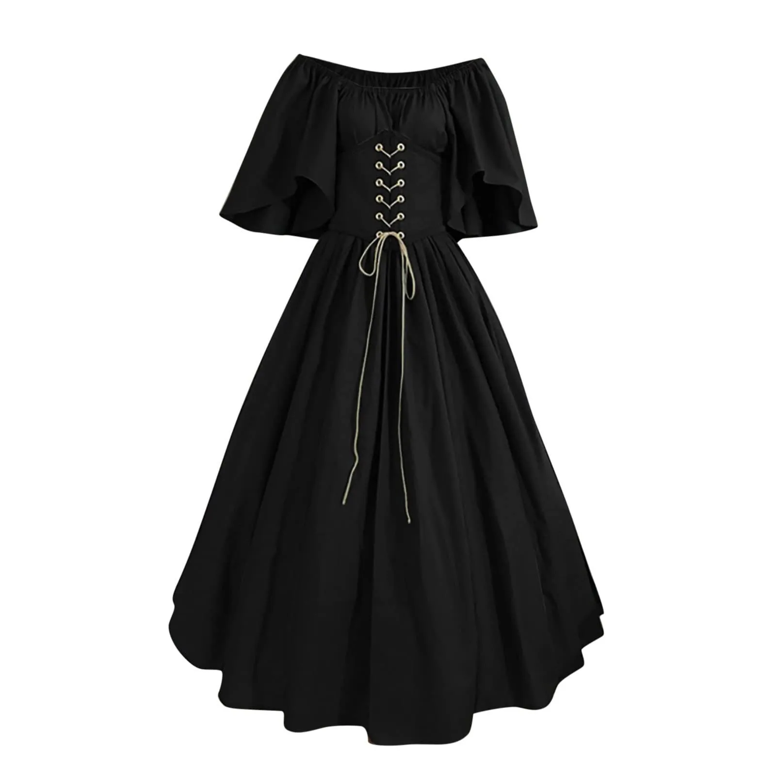 

Halloween Women Medieval Gown Robe Puff Sleeves Elven For Adult Corset Dress Renaissance Fairy Elf Costume disfraz mujer
