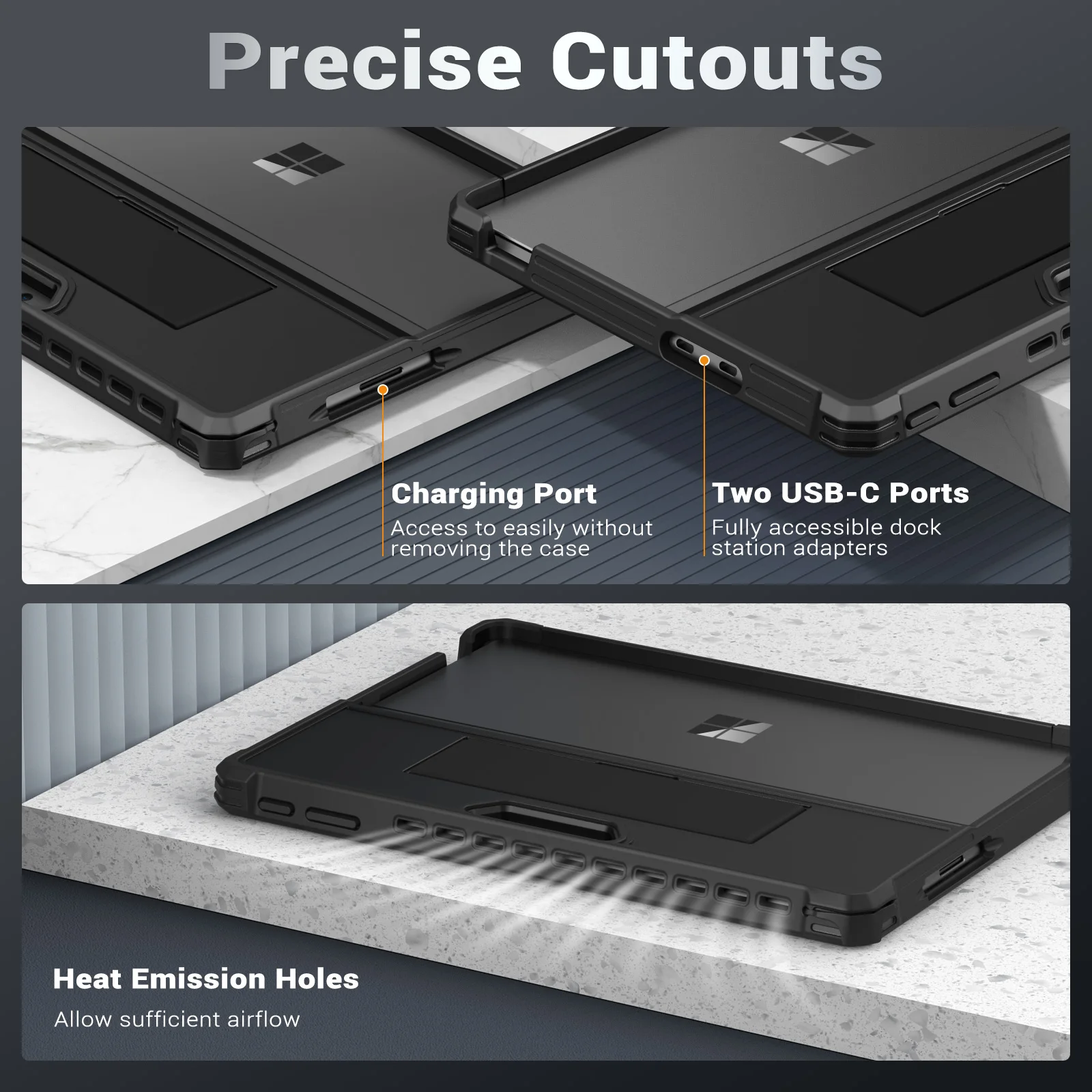 Capa MoKo para Microsoft Surface Pro 11, Surface Pro 10, Surface Pro 9 13 polegadas, capa protetora robusta multifuncional