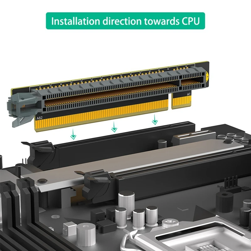 PCI-E 16X 3.0 90 Degree Reverse Male To Female Riser Card Add On Card For 1U Server (Installation Direction Towards CPU)