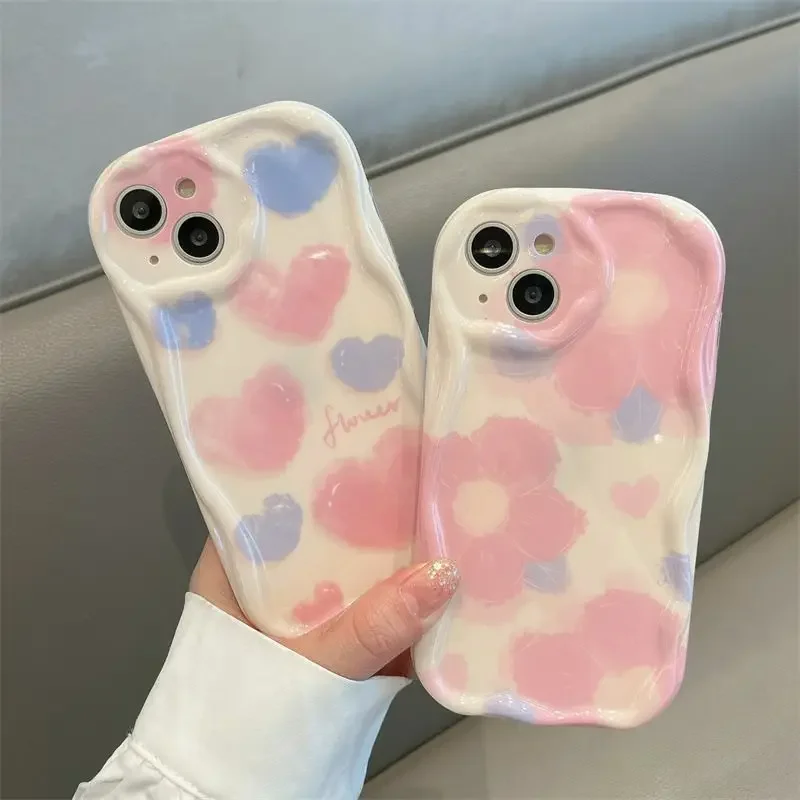 Cute Cream Edge Pink Peach Case For Xiaomi POCO X3 X6 Pro Redmi 12 Note 13 Pro 5G 12 11 10 9 13 Pro Plus 12S 12C 13C A2 A1 Cover