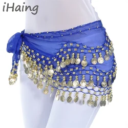 Bling Gold Coin Belly Dance Hip Scarf Costume for Women Oriental Buttocks Waist Chain Tassel Skirt Belt Dancing Lesson Clothes