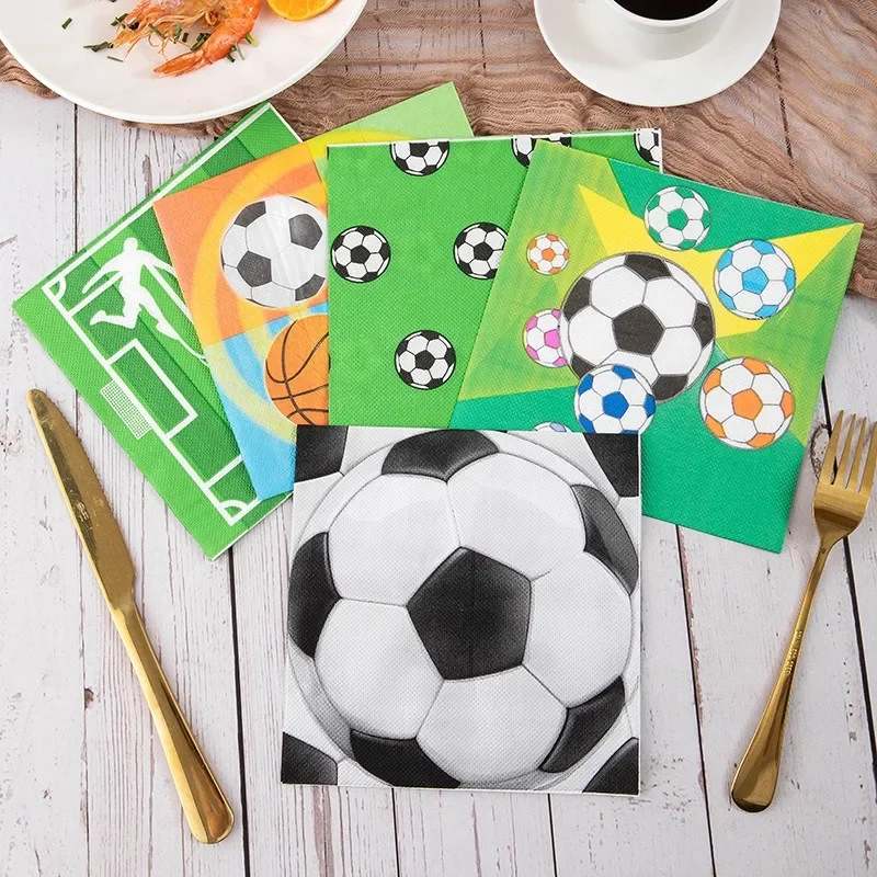 

20Pcs/Pack 33x33cm Disposable Football Printed Table Dinner Tissue Napkins Paper Boy Birthday Party Decor