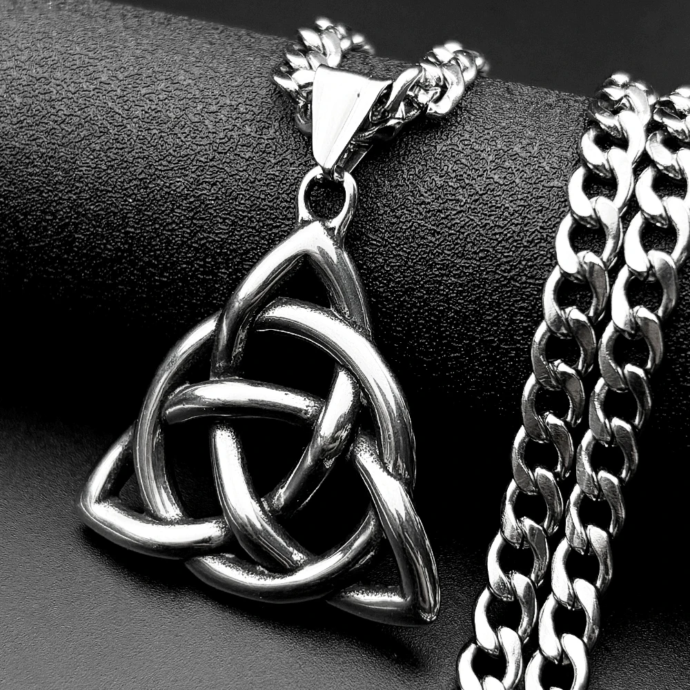 

Hollow Infinity Trinity Knot Pendant Necklace for Women Men Stainless Steel Silver Color Witch Celtic Irish Knots Chain Jewelry