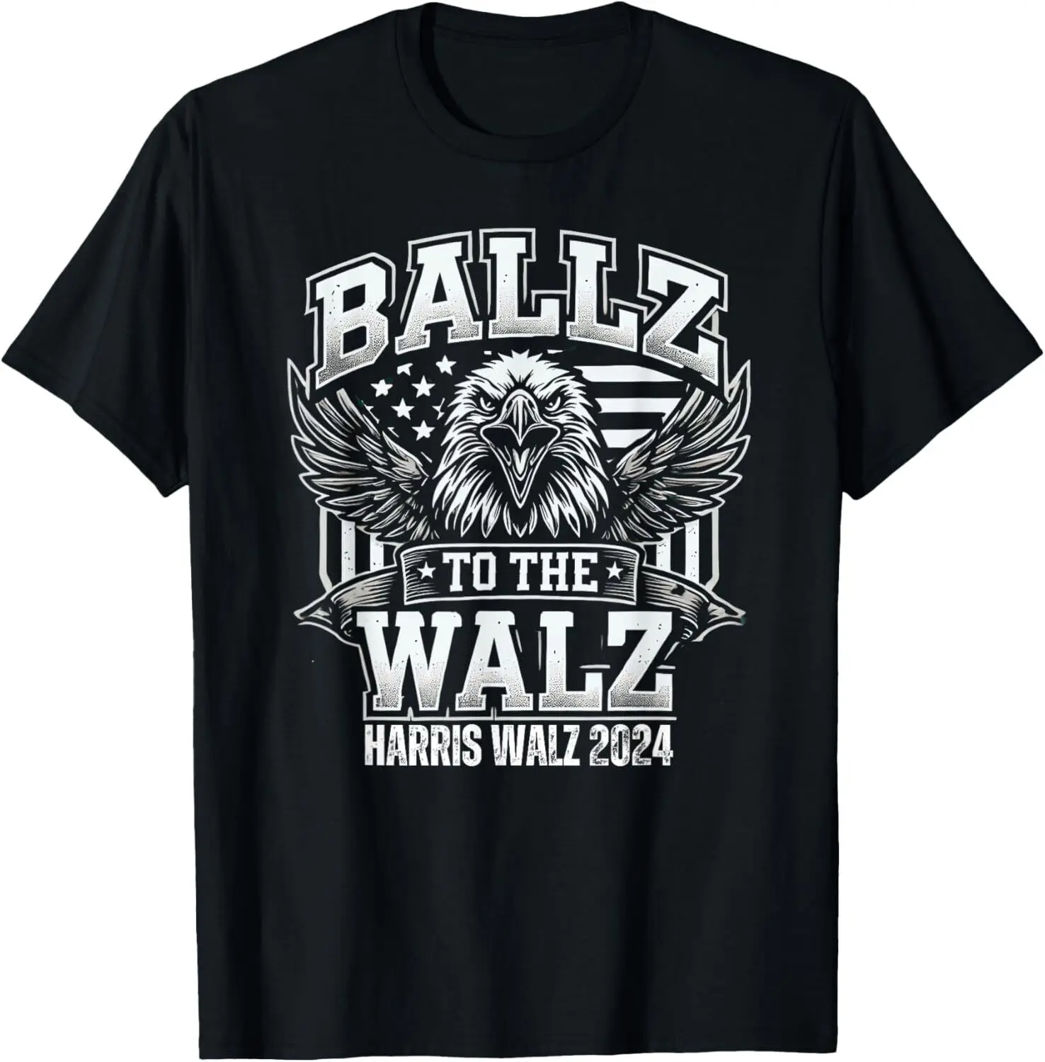 Vintage Eagle USA Flag Harris Waltz 2024 Ballz To The Walz T-Shirt