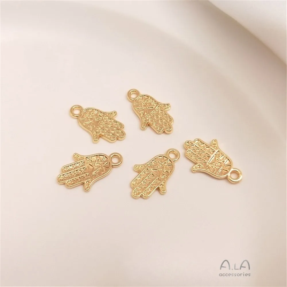 

14K Real Gold Color Preservation Palm Pendant Handmade Diy Bracelet Jewelry Accessories Design Sense