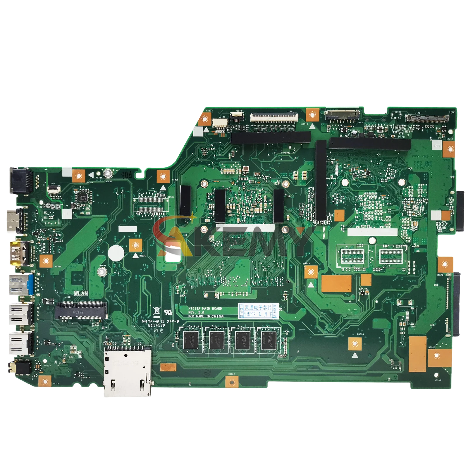 X751SA เมนบอร์ดแล็ปท็อปสำหรับ ASUS VivoBook X751SA X751SJ X751S A751S F751S X751SV เมนบอร์ดซีพียูเซลเลอรอน 100% ทดสอบ OK stk