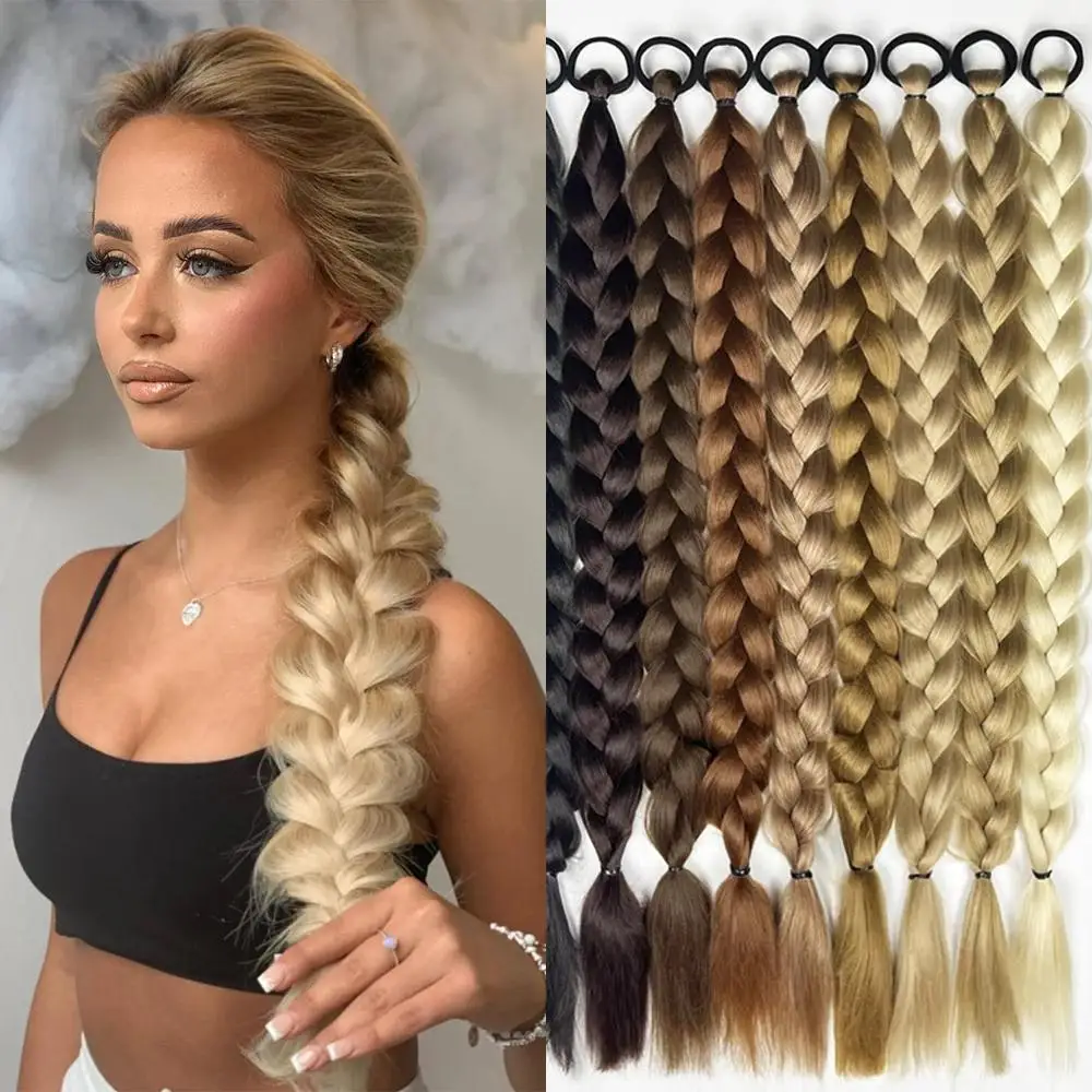 Synthetische Long Twist Braid Pferdes chwanz verlängerungen mit Gummiband 24 Zoll Boxing geflochtene Haar verlängerungen für den täglichen Gebrauch von Frauen