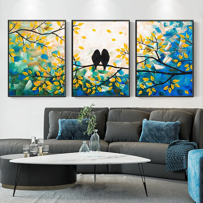 DIY Oil Painting By Numbers Abstract Two Birds Plant Handpainted Art Wall Livingroom Home Decor Kids Room Decoration Unique Gift