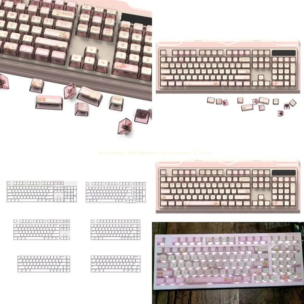 

1Set Cartoon Translucents PBT Keycap 116Keys Profile Puddings Keycaps for Mechanical Keyboards