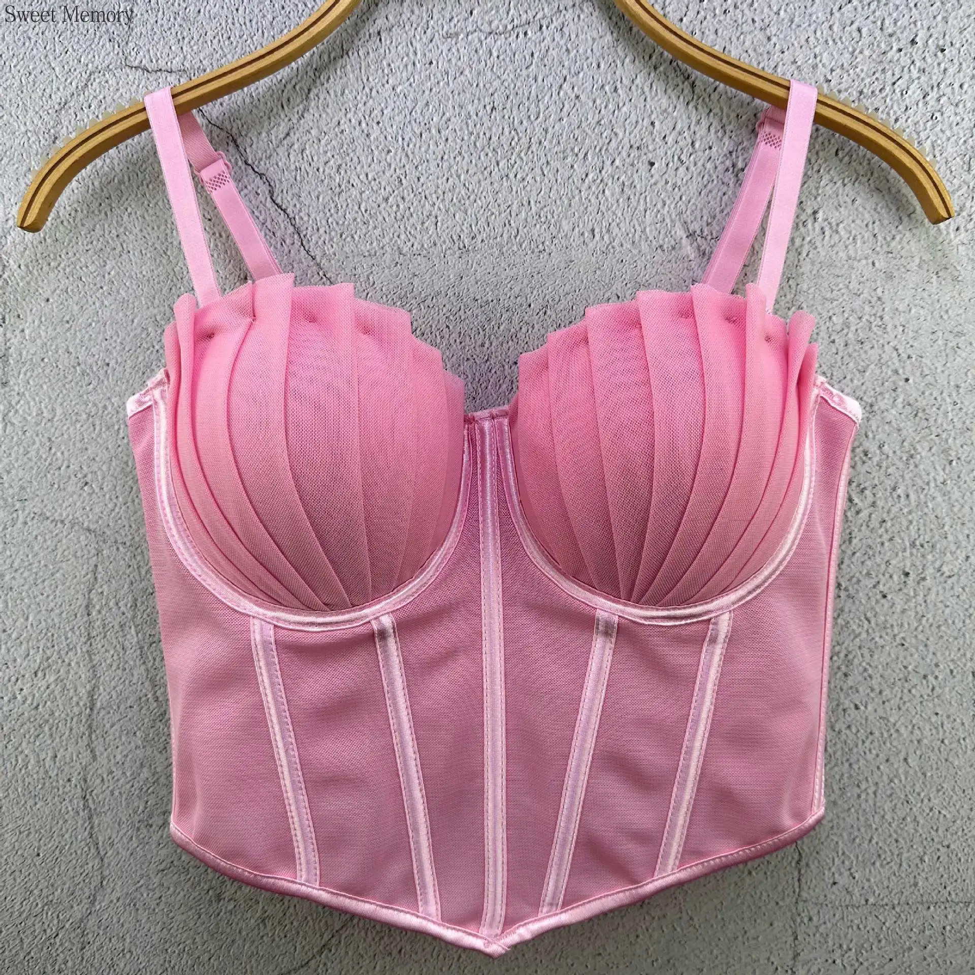 

O35 Sweet Memory Корсет Топ Нижнее Белье Женское Нижнее Белье Сетчатая Мода Fishbone Майка Корсет Тонкая Майка Женский Марлевый Укороченный Топ