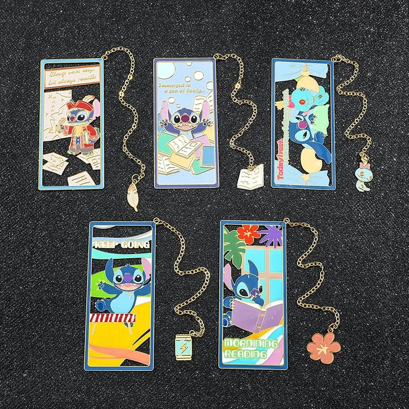 12pcs/lot Kawaii Disney Stitch Memo Pad Bookmark Cute Metal Pendant Stationery Label Office School Supplies