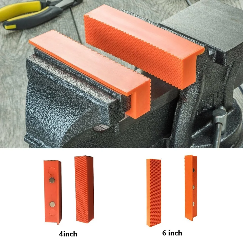 2PCS Vise Jaw Pads Cover Protector Magnetic Multi Angle Groove Anti Slip Soft PU Vice Jaw Accessory For Woodworking 2PCS Vise Jaw Pads Cover Protector Magnetic Multi Angle Groove Anti Slip Soft PU Vice Jaw Accessory For Woodworking