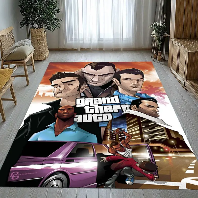 Vintage Game G-GTA San Andreas Area Rug,Soft Non-Slip Carpet Mat for Living Room Bedroom Playroom,Sofa Floor Rug,Home Decor Gift