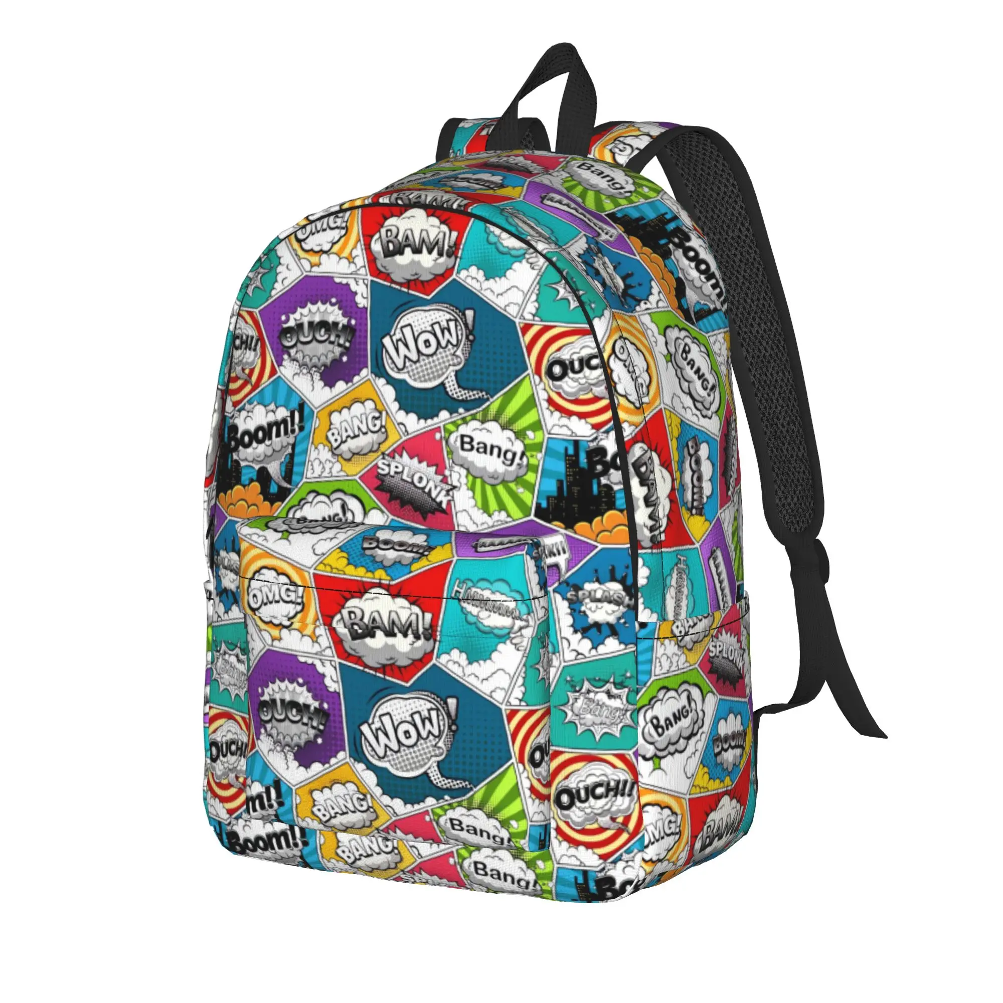 Comic Book Page    Backpack  Travel Backpacks Teen Custom Pattern School Bags Elegant Rucksack