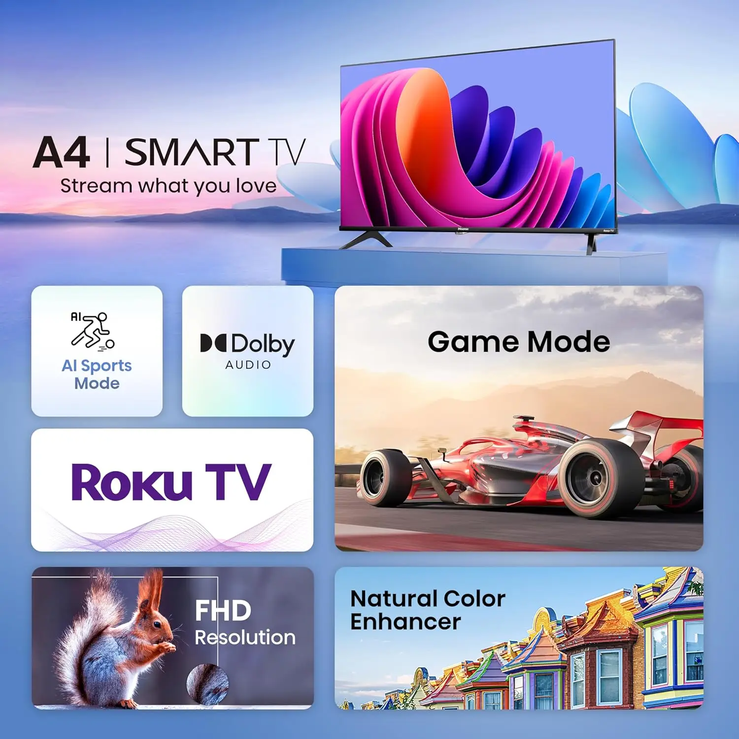 40-Inch Class A4 Series FHD 1080p Smart Roku TV with Alexa Compatibility (40A4NR, 2024 Model) - Dolby Audio, Slim Bezel