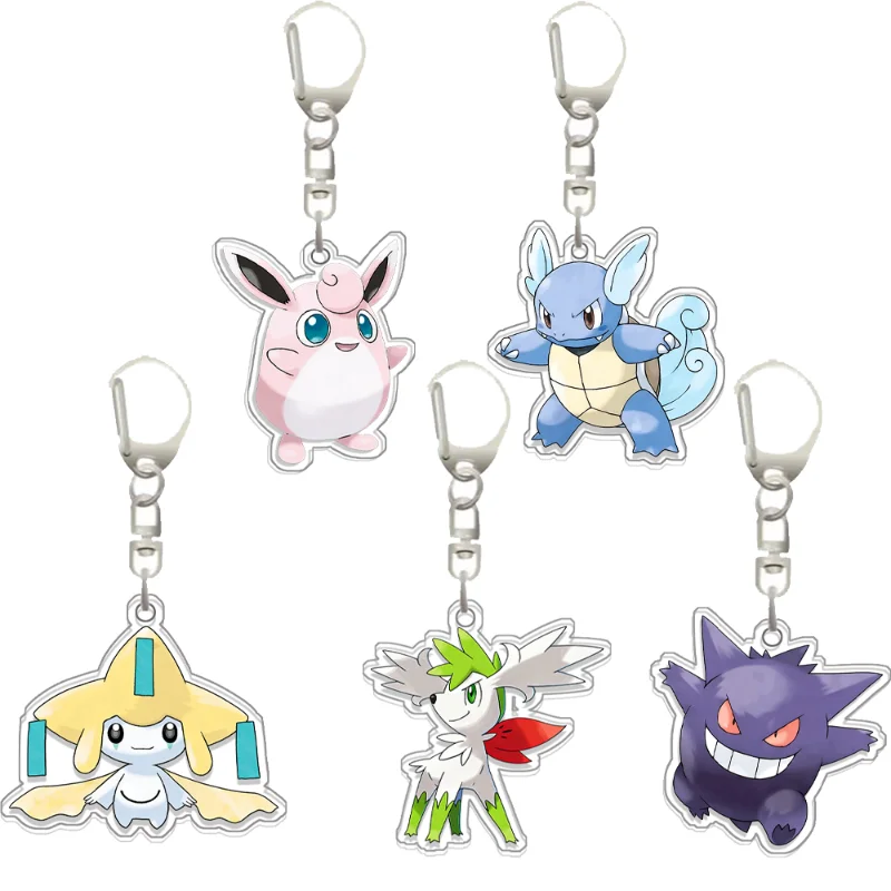 For Pokemon Cleffa Squirtle Jirachi Shaymin Gengar Acrylic Selfmade Original Cute Cartoon Anime Keychain Pendant Toy Gift 5cm