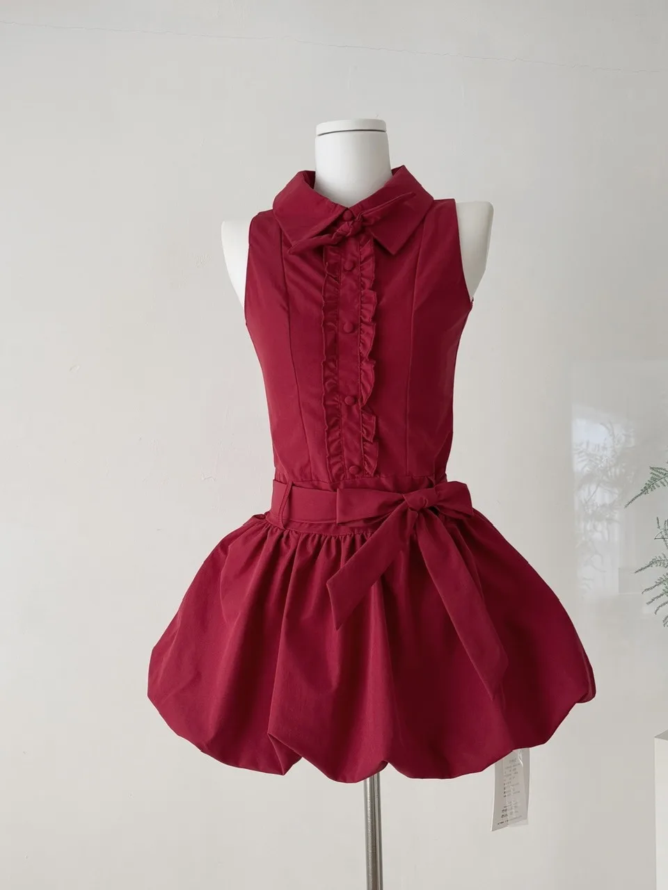 

Spicy Girl Style Collar Sleeveless Dress Women's Slimming Short Skirt Design Summer Fashion Commute Polyester Fiber