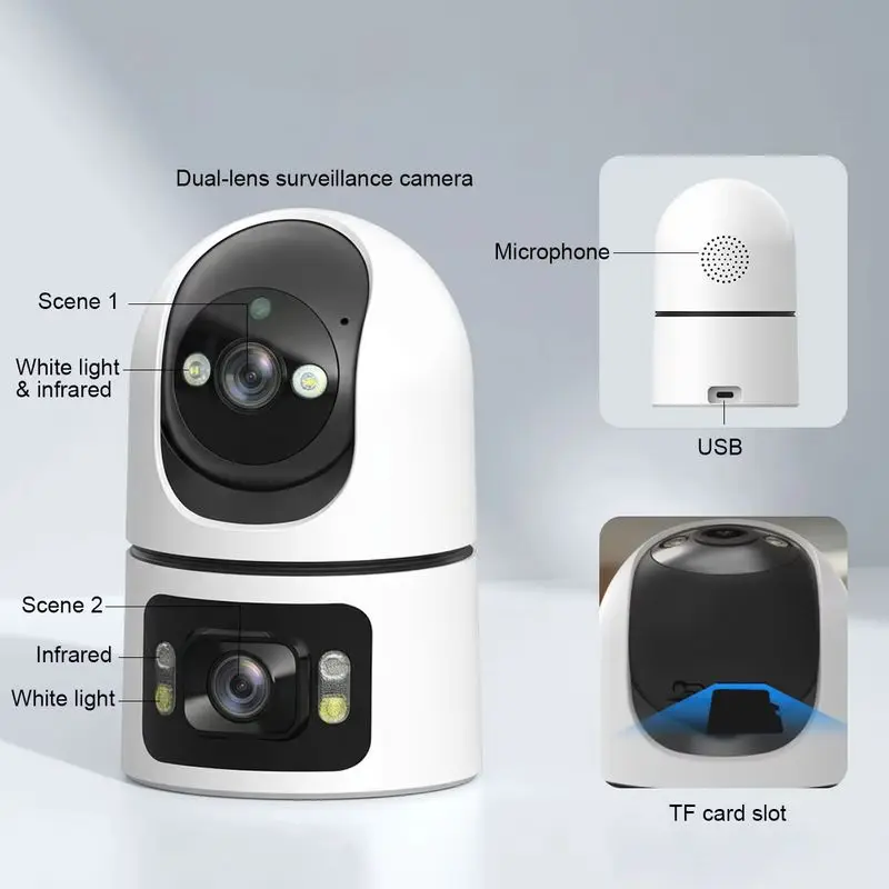 Cm15 Wifi Indoor Smart Camera 3mp Dual Screen Lens 2.4g Infrared Night Vision Motion Detection Auto Track Two-Way Voice Audio
