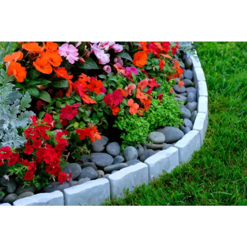 

Decorative Faux Stone 10 ft. x 2.7 in. Gray Plastic No-Dig Landscape Edging Kit
