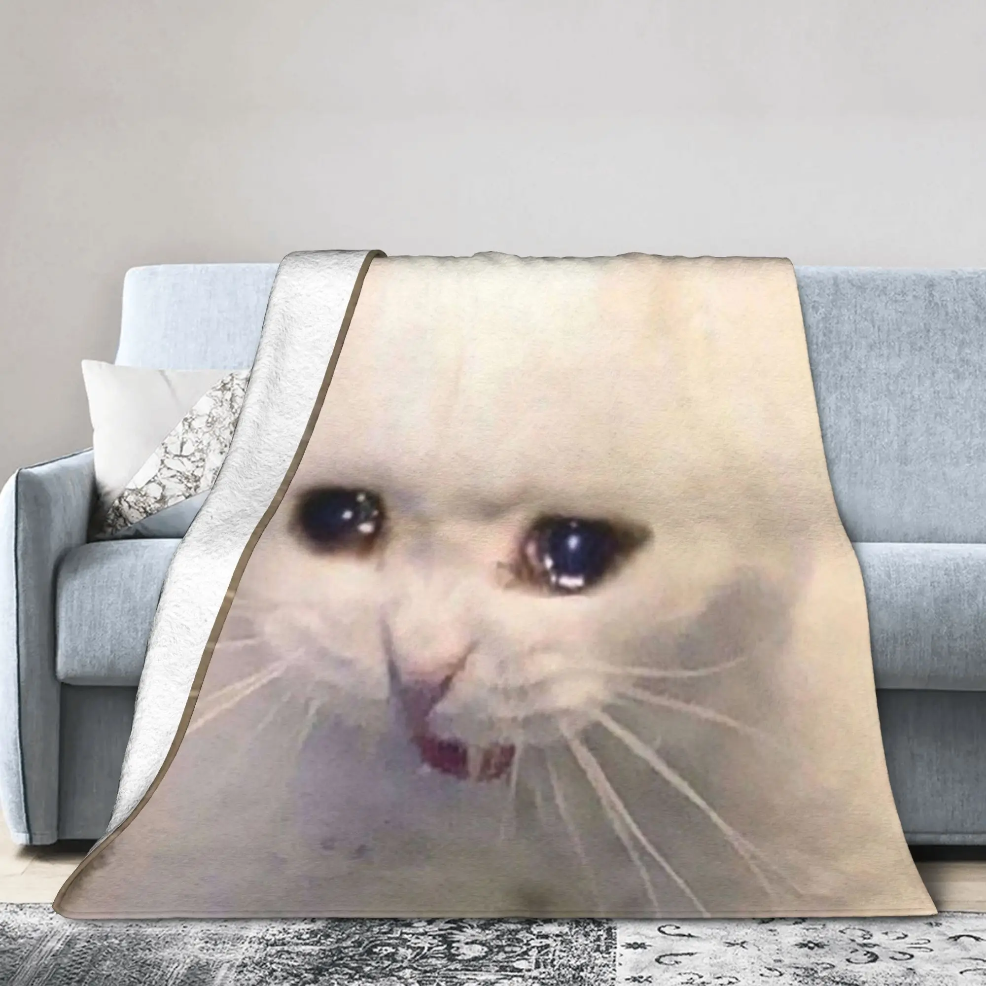 

Funny funny cute cat cats memes meme Blanket Ultra-Soft Fleece Relax Throw Blanket Machine Washable