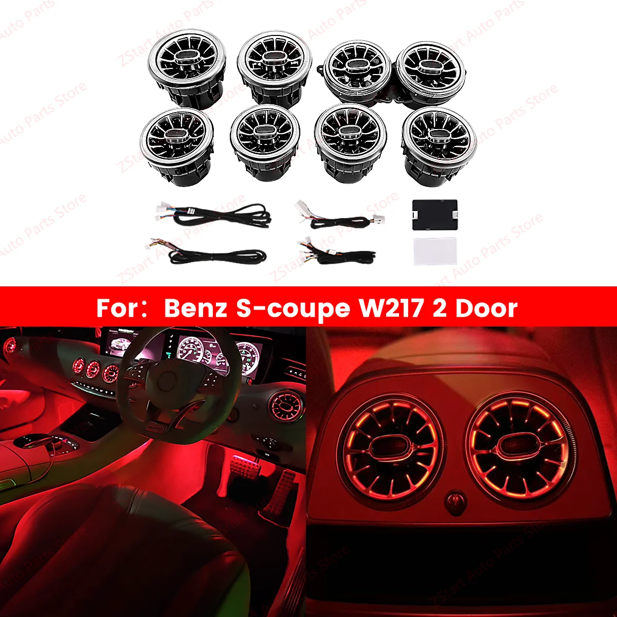 

7/64 Colors LED Air Vents Ambient Light For Mercedes-Benz S-COUPE W217 C217 Car Refit Dashboard Outlet Atmosphere Lamp 2 Doors