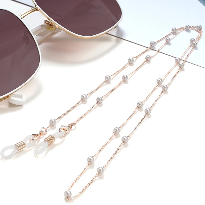 Fashion Glasses Chain for Women Boho Pearl Beaded Mask Chain Charm Sunglass Lanyard Holder Neck Cord Eyewear Jewelry Gift