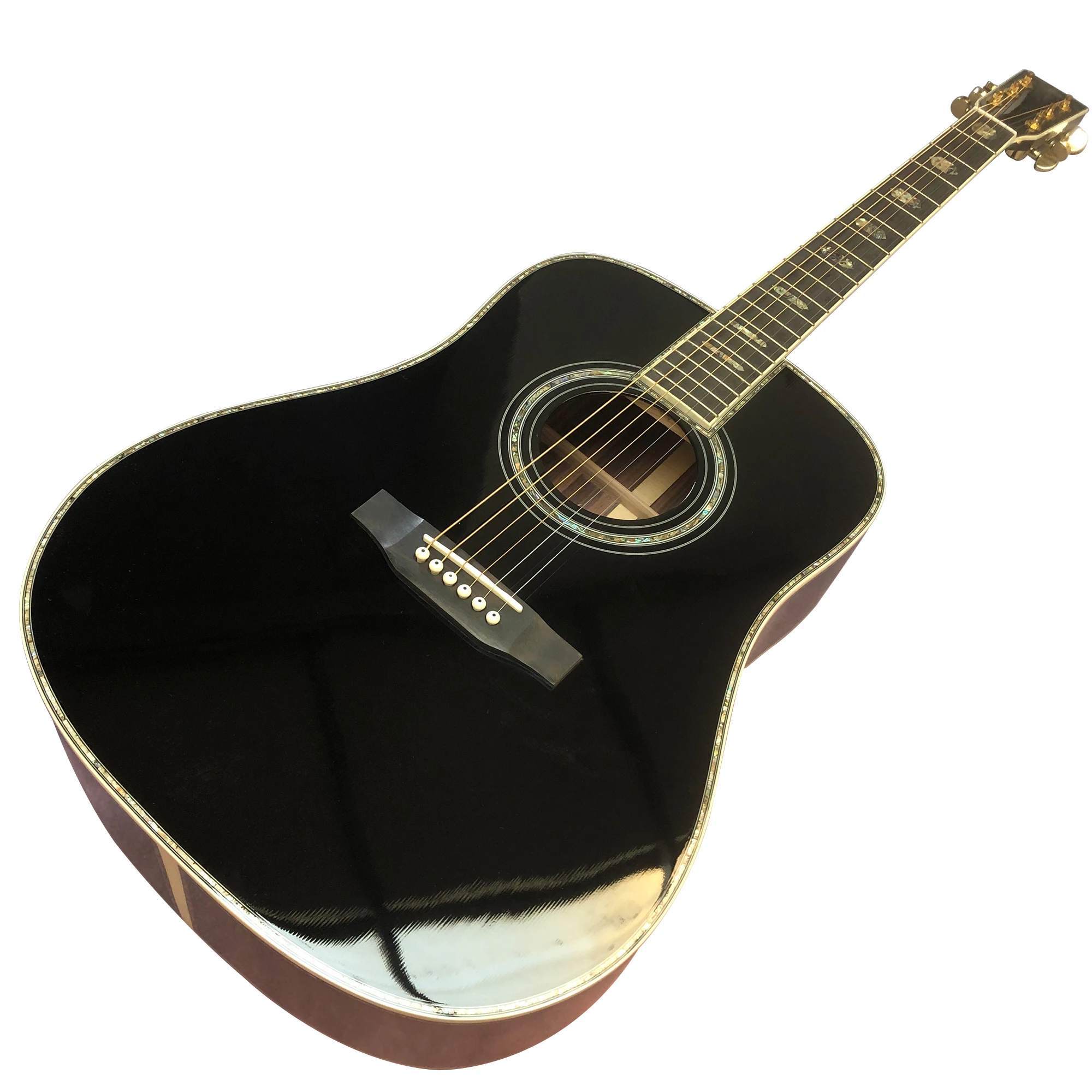 41 inch D45 mold BK painted real abalone inlaid with black finger acoustic guitar