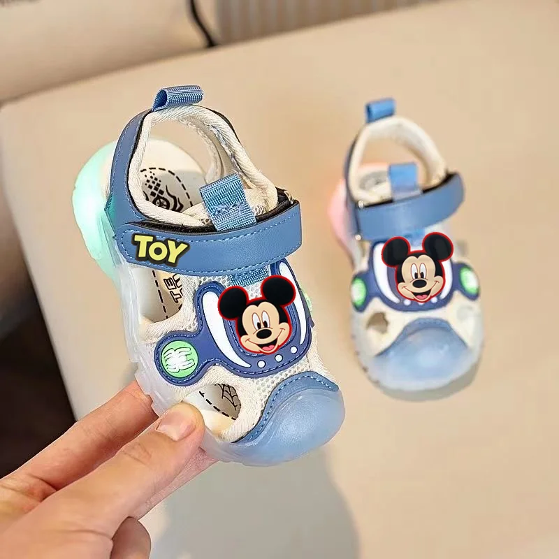 

Disney Mickey Mouse Boys Sandals Summer Non-slip Minnie New Girls Lighted Beach Shoes Soft Sole Breathable Minnie Toddler Shoes