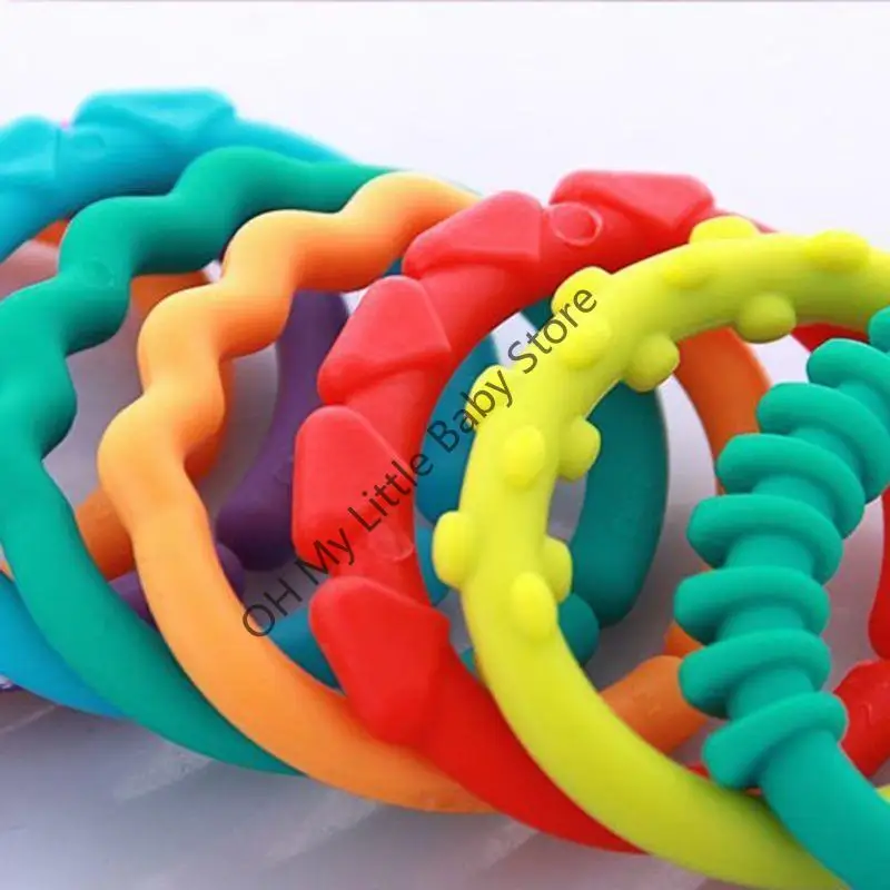 

M76C, 24 шт., милый мультикруглый прорезыватель в форме кольца, детский пластиковый прорезыватель, новинка, пищевой класс, кулон