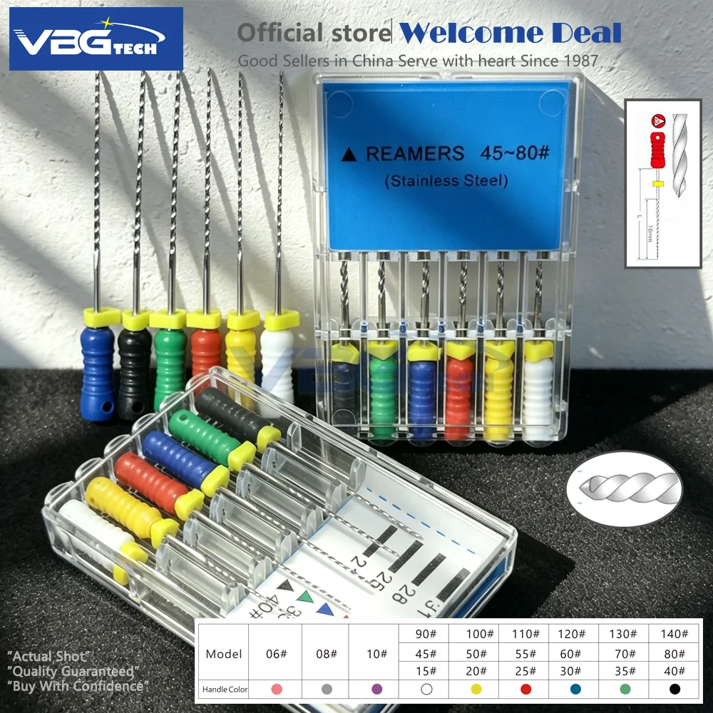 6pcs/Pack 15-40# Dental Reamers K Files Endodontic Stainless Steel Instruments 21mm/25mm/31mm Root Canal H Files Treatment Tools