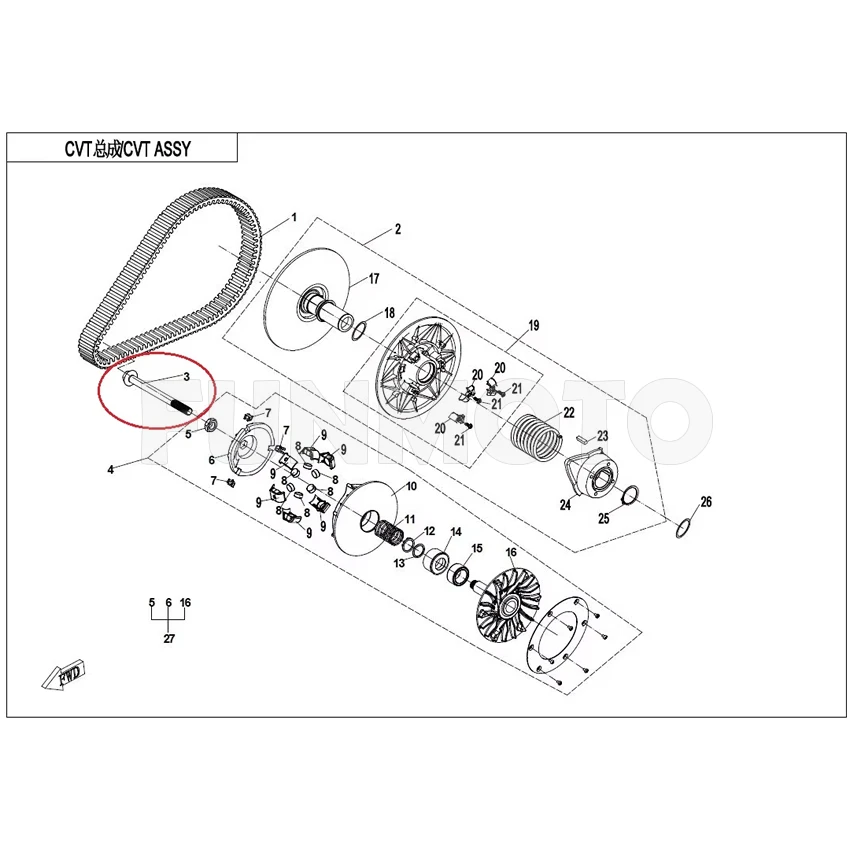 Drive Wheel bolt suit CFZFORCE1000 code is 0JY0-050001-00001
