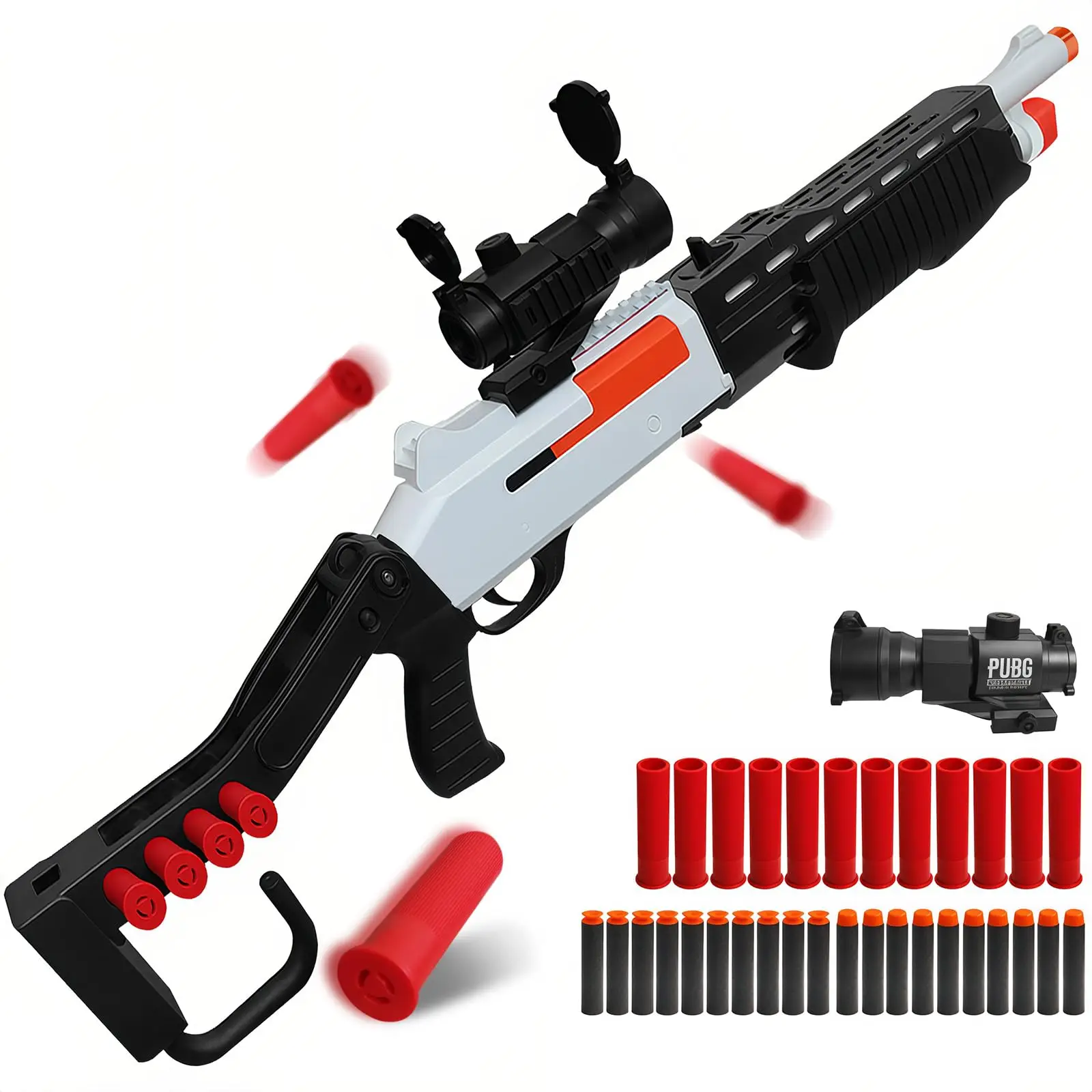 

Soft Bullet Shell Toy Gun With 20 Soft Bullets12 Shells 1 Scope Two Modes Toy Shotgun Outdoor Game Gifts For Christmas Halloween