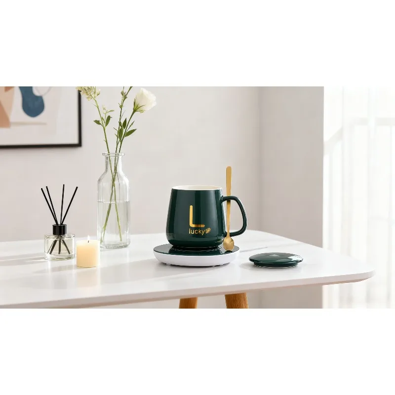 

Керамическая чашка премиум-класса с ложкой, 55-градусный термостат, подарочный набор, портативная сумка для хранения еды, складная ложка в комплекте