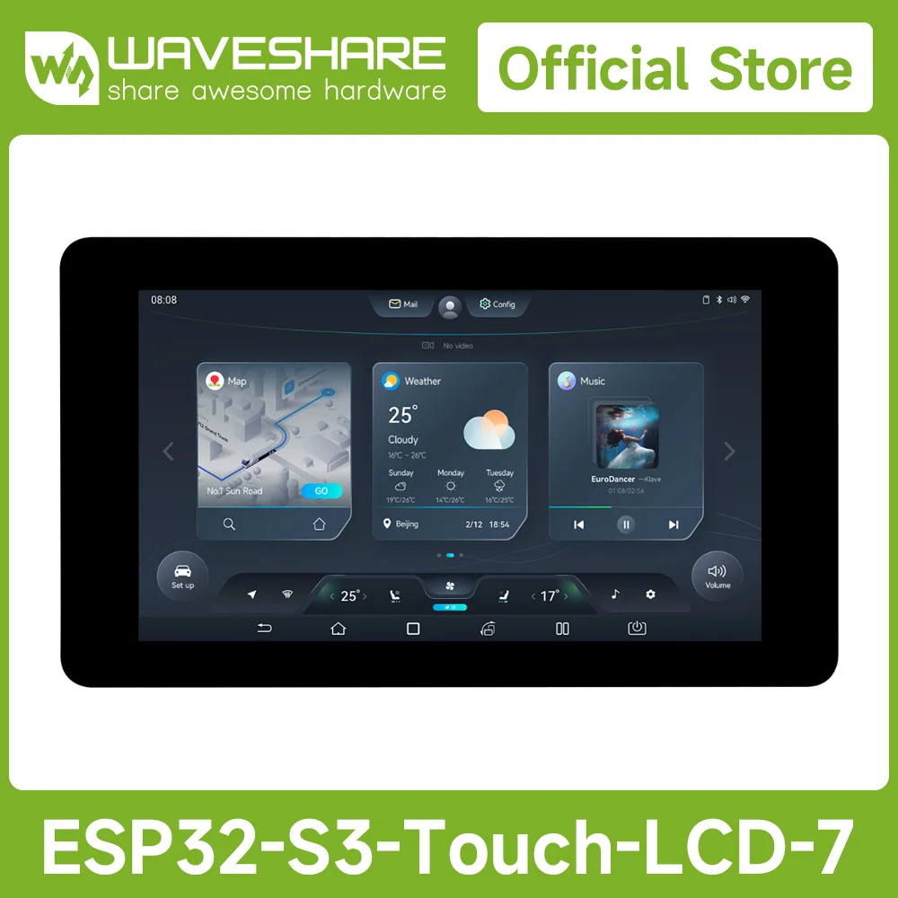 Waveshare ESP32-S3 7inch capacitive kijelző fejlesztési Deszka, ESP32 vel kijelző, Parlamenti választás számára touch. 32-bit LX7 dual-core