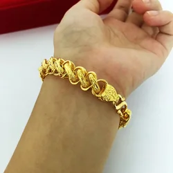 Real Gold color Chain Bracelet for men Pure Adjustable Fried Dough Twists Chain for Women Fine Jewelry Gifts