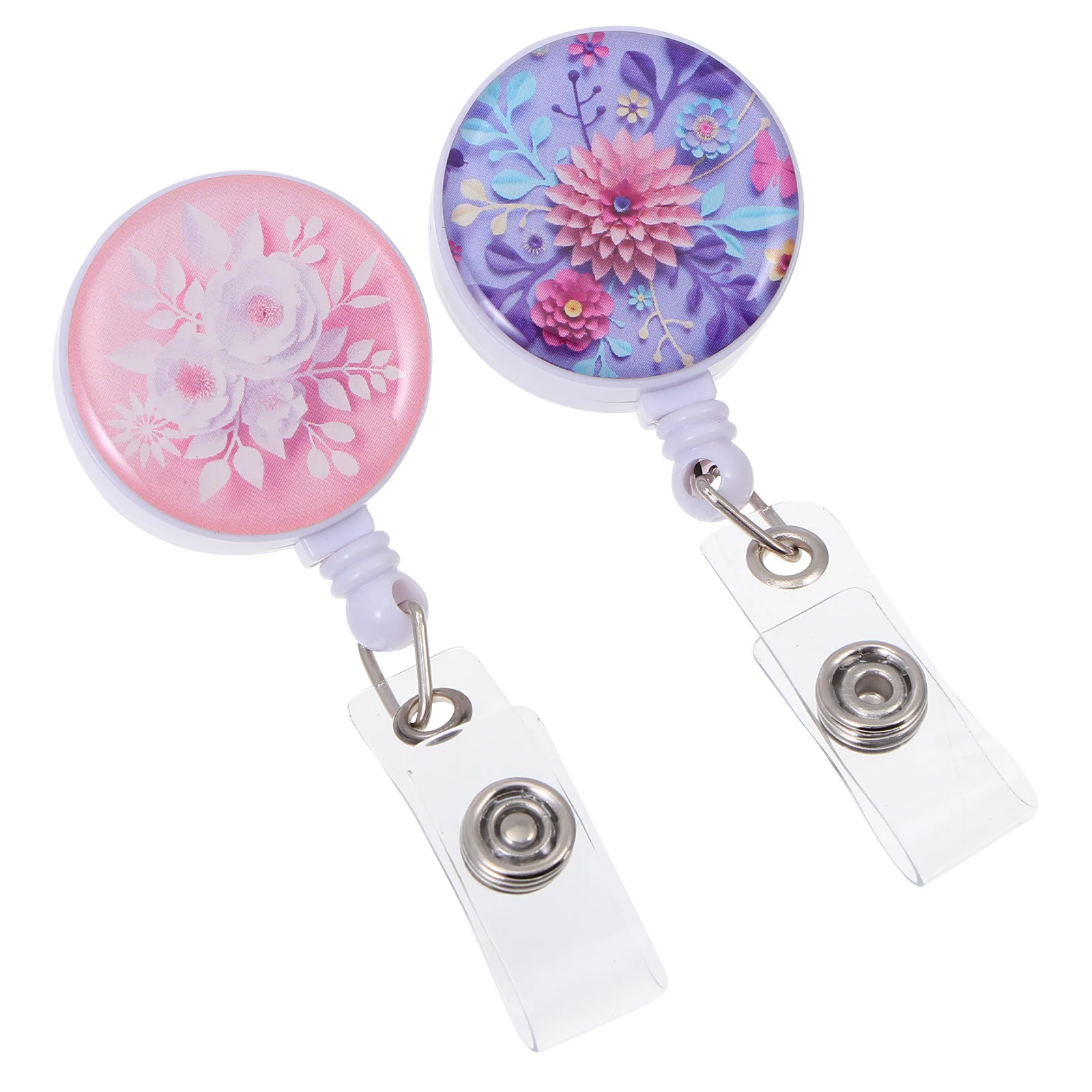 

2 Pcs Easy-to-pull ID Buckle Light Badge Holder Clamp Cute Retractable Plastic Clip Abs