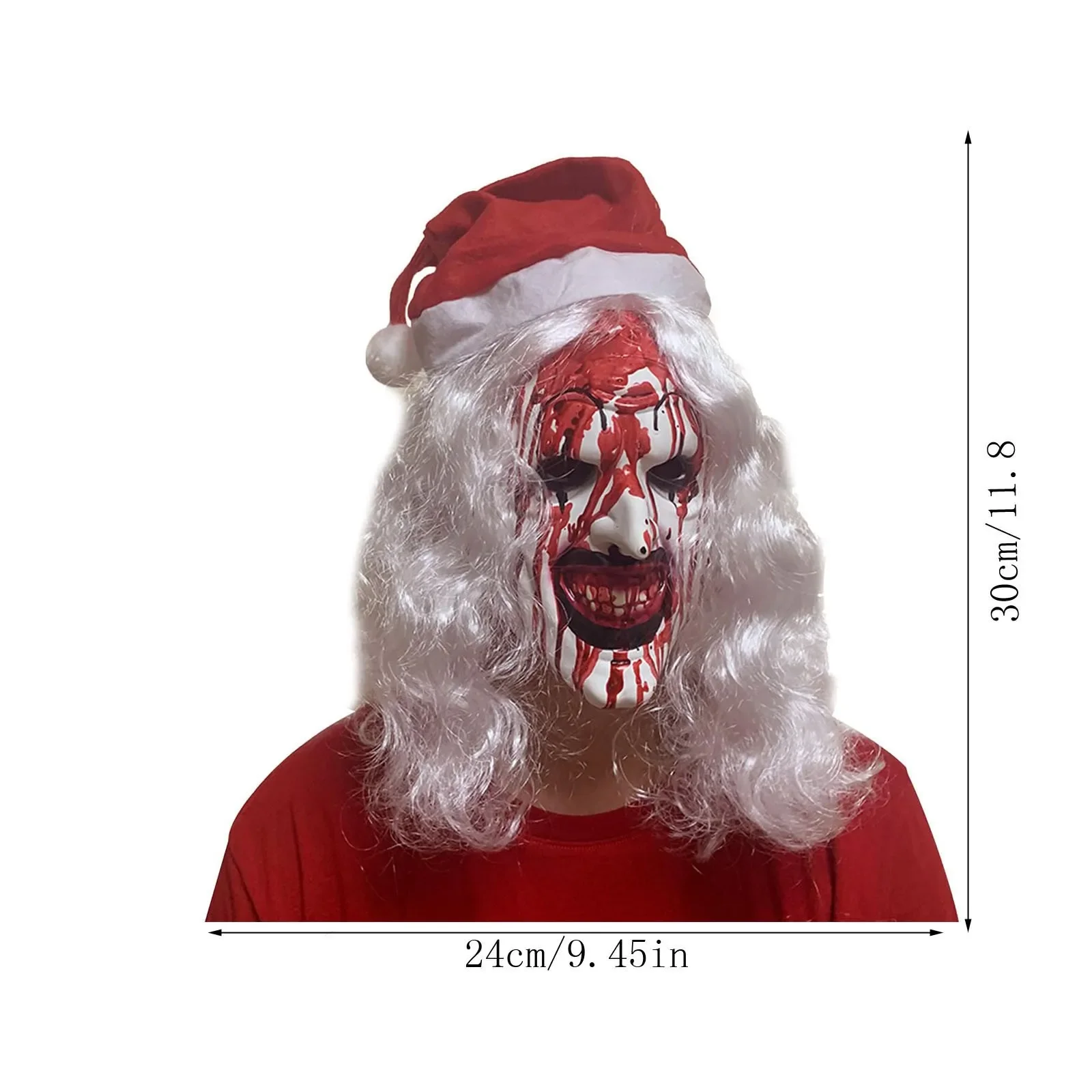 Santa hat bloody wig mask headgear Adult Terrifier Art Clown Mask Scary The Clown Mask Halloween Cosplay Full Head Costume Props