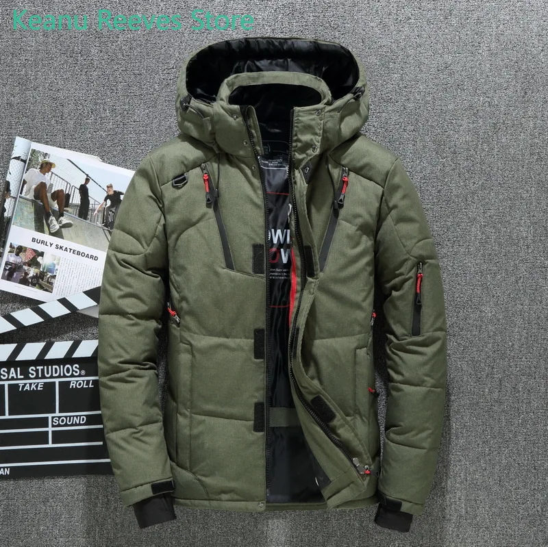 2025 New Top Men Winter Jacket White Duck Down Parka Casual Goose Feather Men\'s Winter Coat Hood Thick Warm Waterproof Jackets