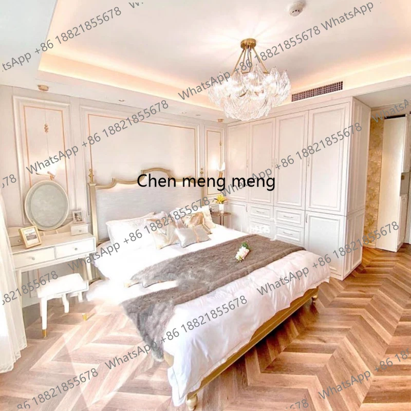 

Wood Luxury Double Bed Leather Backrest White Big Girls Double Bed Storage Adult Multifunctional Letto Matrimoniale Furniture