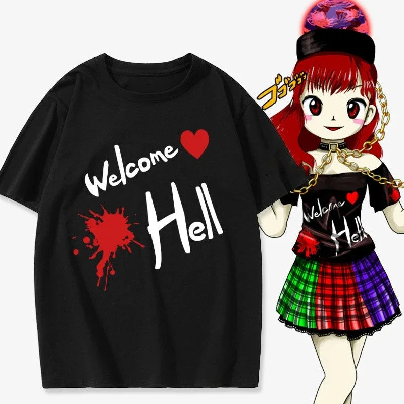‌ Projet Touhou ‌   T-shirt à motifs d’anime sur le thème de jeux vidéo – haut à manches courtes en pur coton, style 2D.