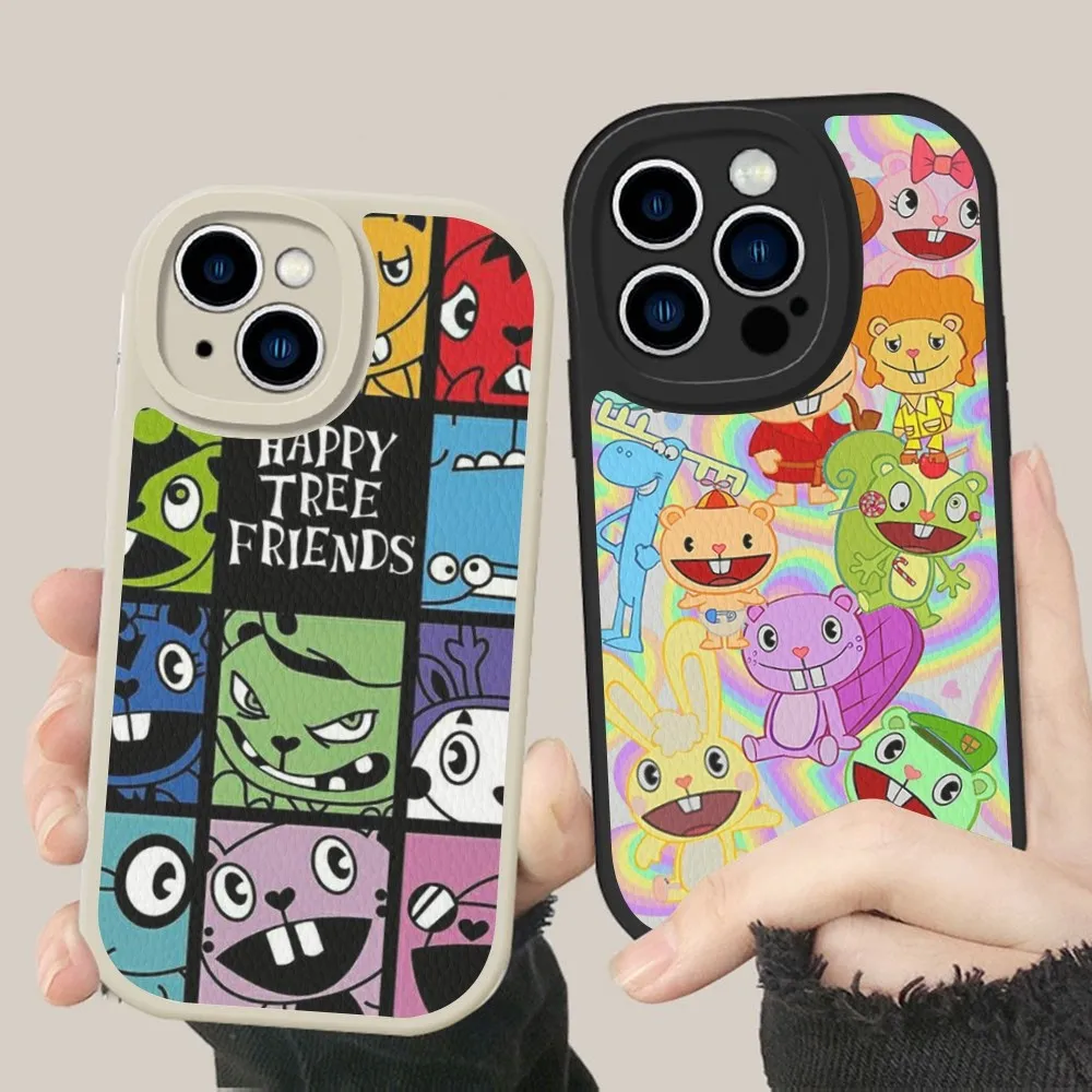 H-Happy T-Tree Friends Phone Case Hard Leather For iPhone 16 15 14 13 12 Mini 11 14 Pro Max Xs X Xr 7 8 Plus Fundas