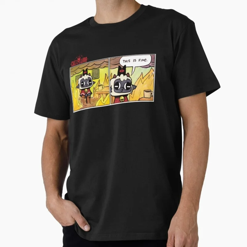 Cult of the Lamb High-Rez derp gift t shirt for gamer 100% cotton Short Sleeve Cute Cartoon Graphic clothes All size tops