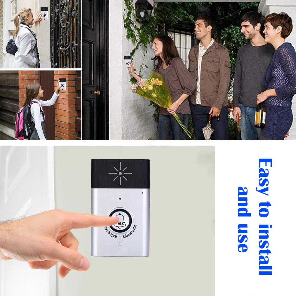 Wireless Voice Intercom Doorbell 2-way Talk Monitor with Outdoor Unit Button Indoor Unit Receiver Smart Home Security Door Bell