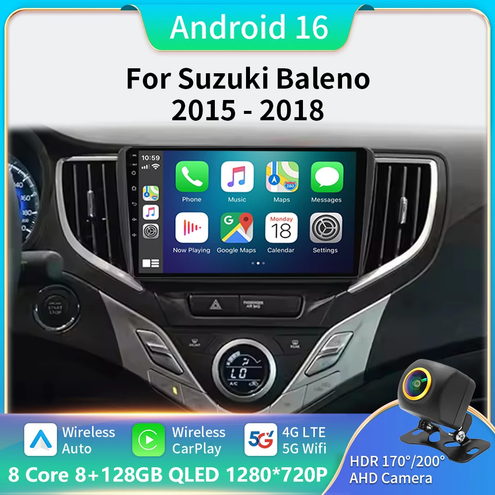 

Автомагнитола 9 "2 Din Android 13 для Suzuki Baleno 2015-2022, мультимедийный проигрыватель с GPS-навигацией, беспроводная Автомагнитола для Carplay, BT