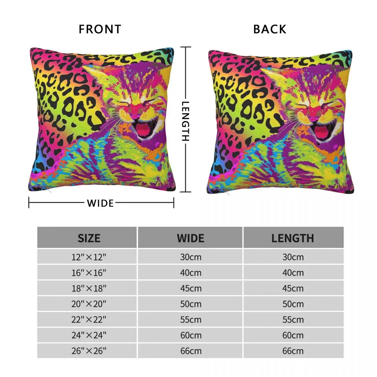 Rainbow Kitten Leopard Square Pillowcase Polyester Linen Velvet Printed Zip Decor Sofa Cushion Cover 18