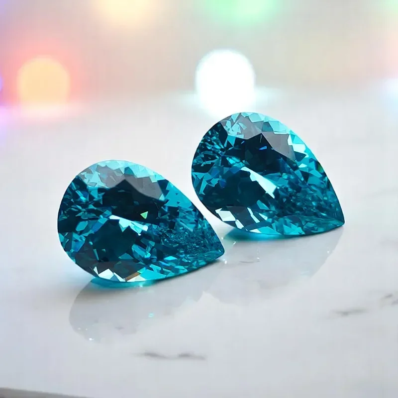 مختبر نمت Paraiba الكمثرى شكل التورمالين الأحجار الكريمة DIY بها بنفسك صنع المجوهرات المواد تحديد شهادة AGL