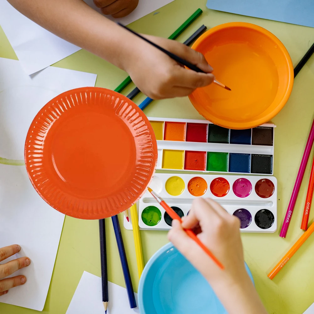 

60pcs Painting Paper Plates Craft Trays Kids Art Coloring Supplies Disposable Pulp Plates Miniature DIY Tools Smooth Polishing